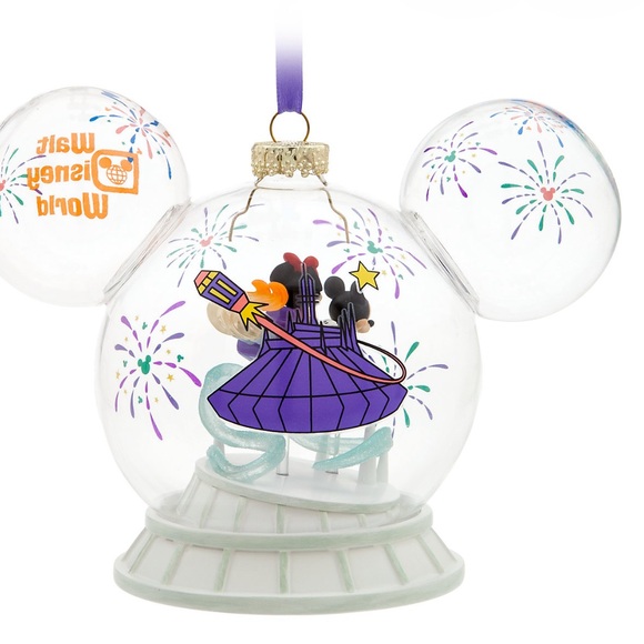 Disney World Mickey and Minnie Mouse Glass Ornament Space Mountain - Picture 3 of 3